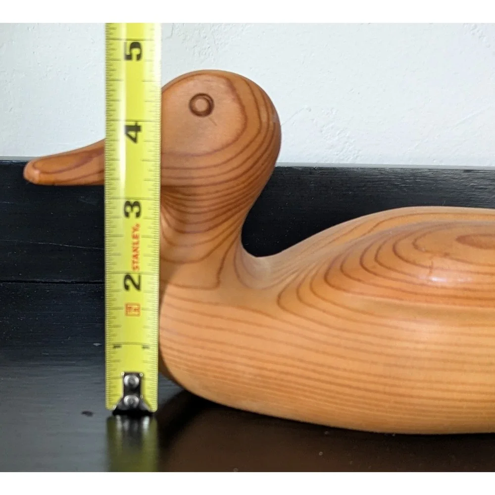 Hand-Carved Solid Wood Duck Decoy Natural Finish 11‎ 1/2